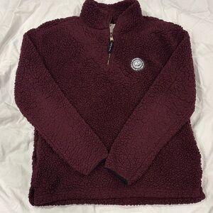 Burgundy Sherpa Quarter-Zip Pullover